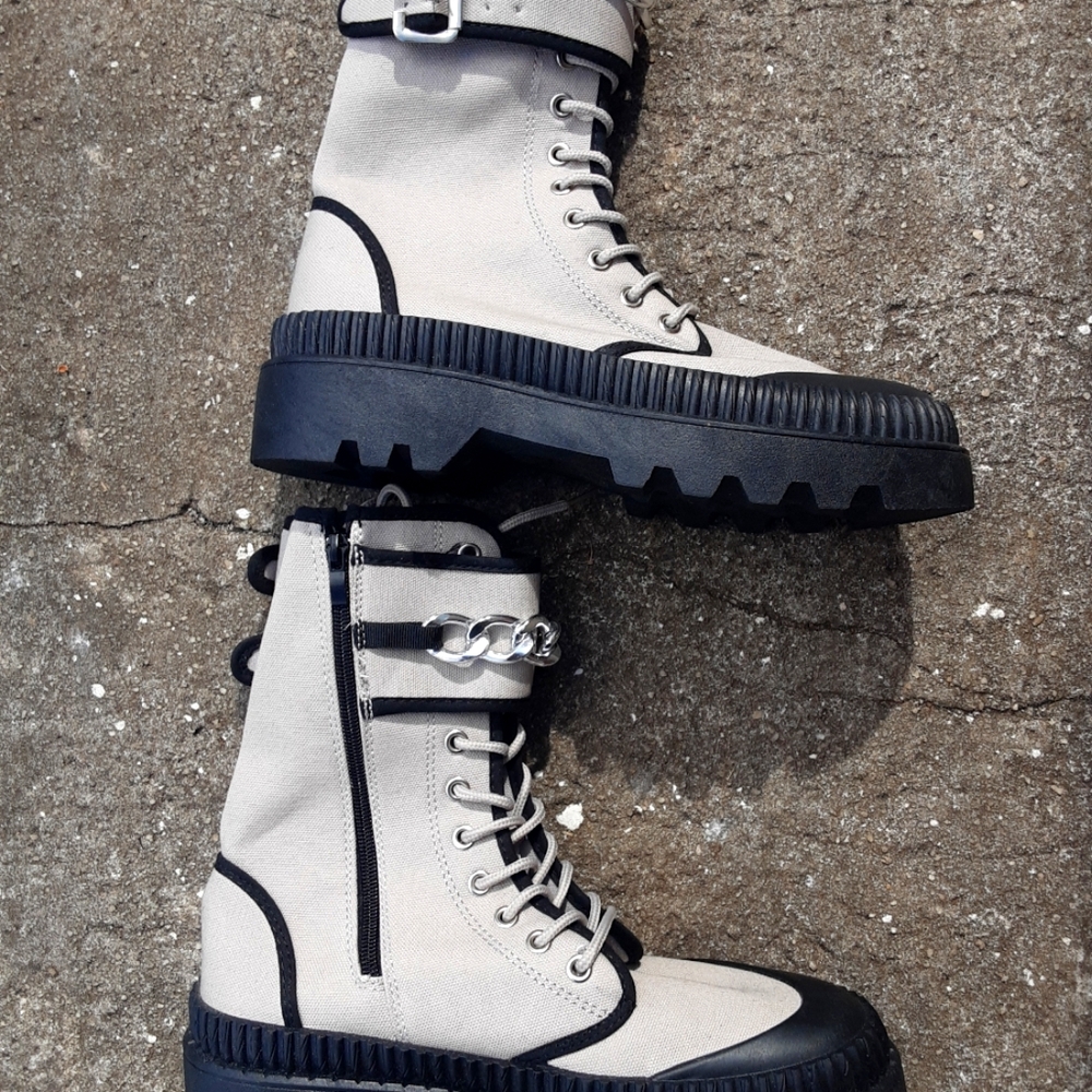 Dolls Kill enough of love platform combat boots size 10